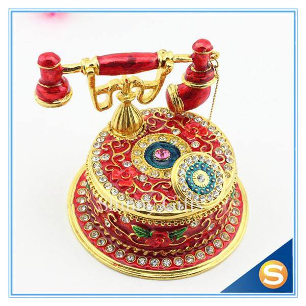 Handmade Pewter Materials FashionTelephone Trinket Jewelry Box Trinket Boxes