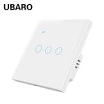UBARO Tuya Zigbee Smart Switch Support Voice Activated Wall 3 Gang 10A Black App