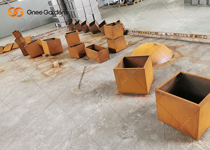New Style Square Shape Metal Flower Pot Cubic Garden Corten Steel Planter for Graden