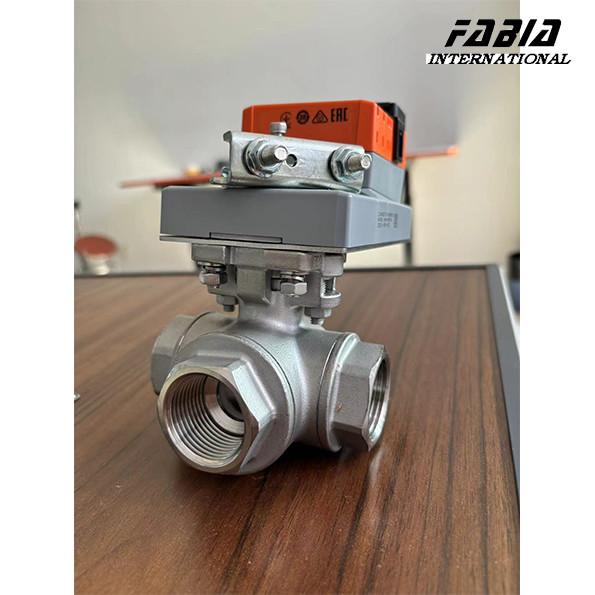 Stainless Steel Electric High Temperature Srew Thread Three Way Ball Valve For