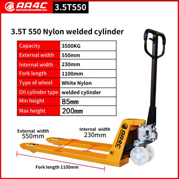 3.5T 550mm Nylon Wheel Welded Cylinder Hand Hydraulic Pallet Truck Hand