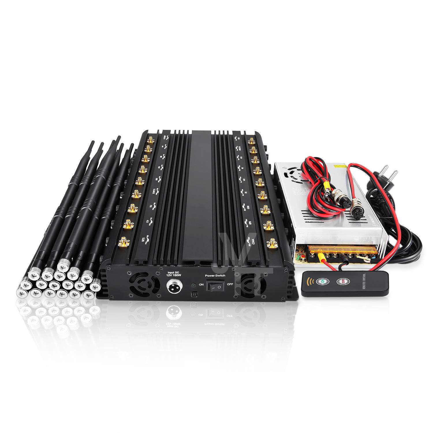 18 antennas signal jammer blocking all 2G 3G 4G 5G WIIFI GPS RF LOJACK signals with remote control.