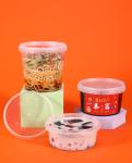 Transparent Round Plastic Food Storage Buckets Capacity 280ml/450ml/650ml Food