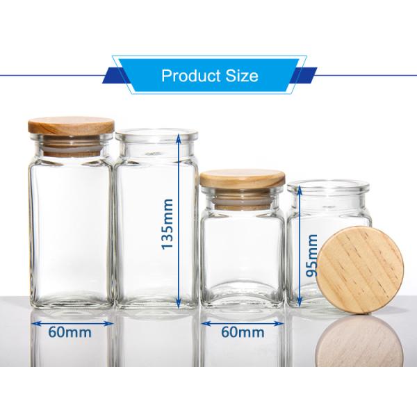 Odm Pasta Empty Glass Storage Jars Containers Square With Wooden Lids