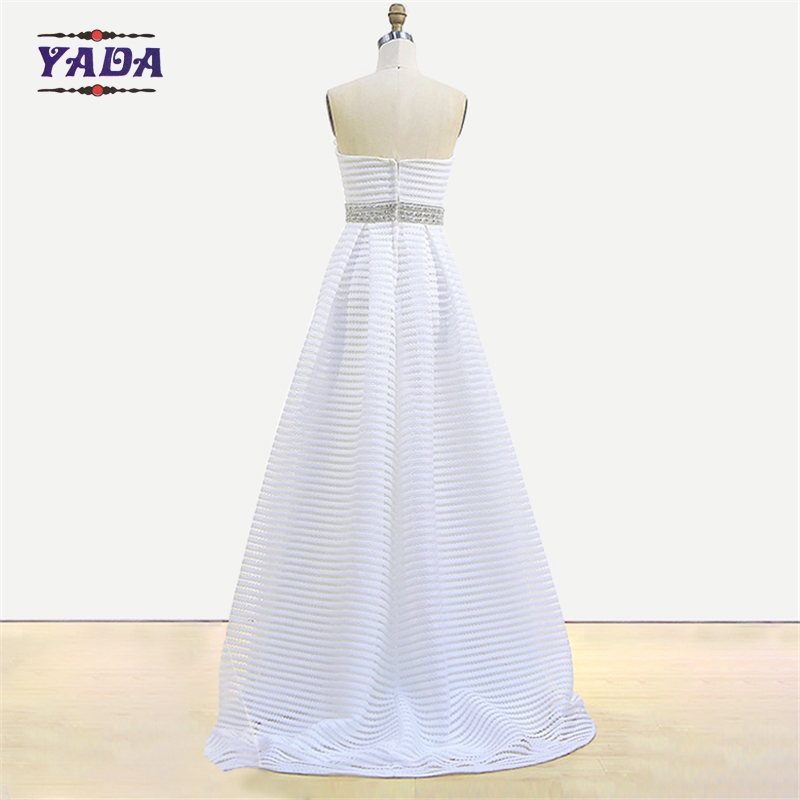 Modern strapless a-line trailing off-shoulder traditional elegant bridal wedding dresses simple with beaded