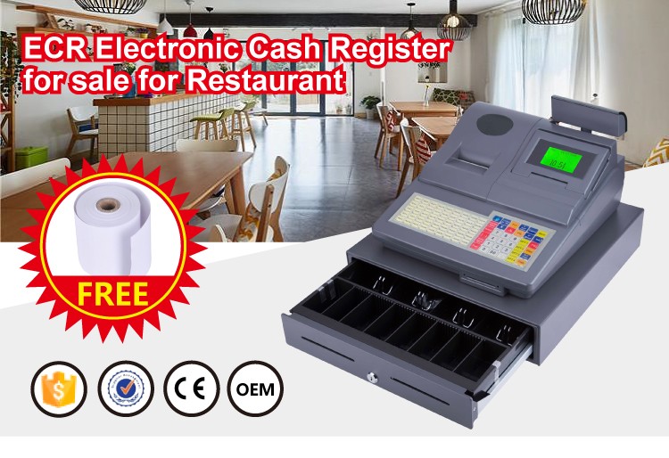 POS Terminal with 58mm Printer 128mm * 64mm Display and 3 Bills 5 Coins Cash Drawer
