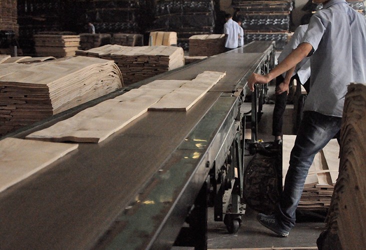 Smoked Red Oak Wood Veneer / Natural Veneer Plywood Quarter Cut FSC