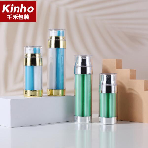 Round 50ml Airless Bottle Double Chamber 30ml Makeup Pump Double Wall Two Sided 2 In 1