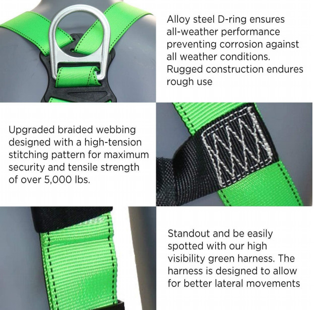 EN358 Full Body Harness Safety Belt Dorsal D Ring Tongue Buckle Legs 81cm - 121cm