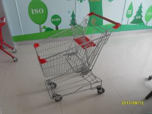 Wholesale Customized 80L Metal Shopping Trolley With Red Plastic Parts , Grocery Shopping Cart from china suppliers