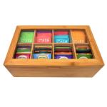 8 Compartments Hinged Wooden Storage Box Bamboo Tea Box Storage Organizer