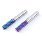 Nano Blue Coating 4 Flutes HRC65 Carbide End Mill For Hard Steel CNC Milling