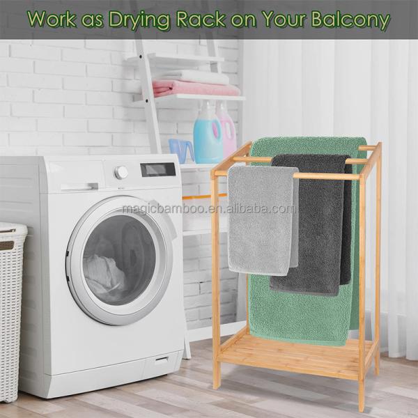 Customized Color 3 Tier Freestanding Bamboo Towel Holder for Bathroom