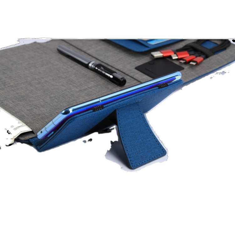 Customized PU Leather A5 Power Bank Notebook With Mobile Phone Holder