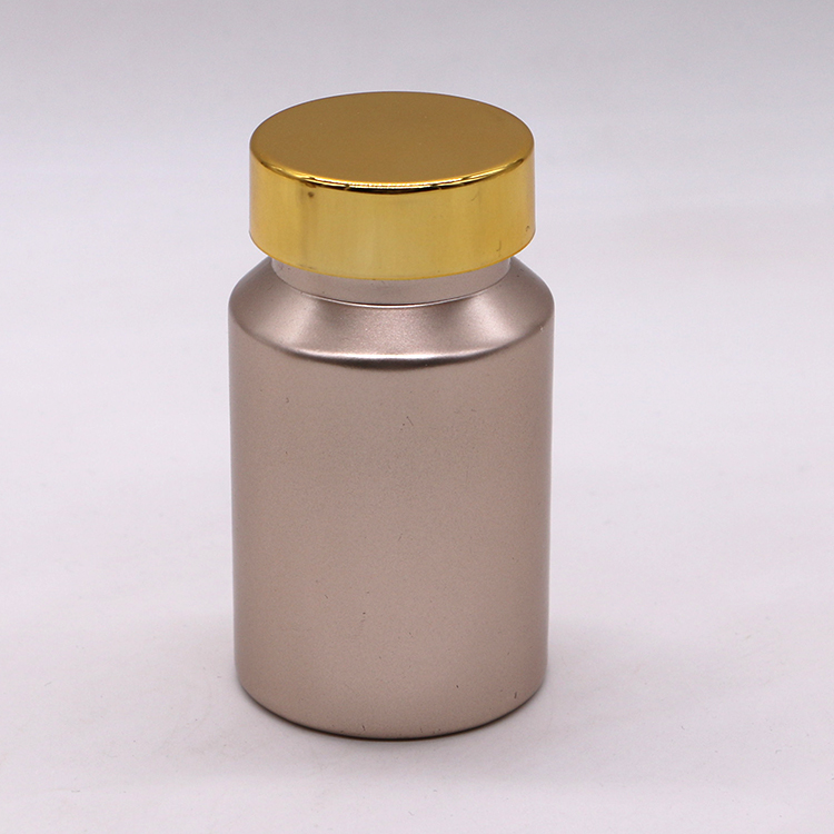 Pill/Capsule/Tablet/Powder PET Frosted Plastic Bottle with Gold/Silver Cap