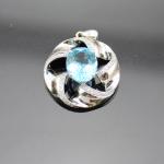 Women Jewelry 925 Silver 8mmx10mm Oval Blue Topaz Cubic Zirconia Charm Pendant