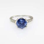 l Women's Sterling Silver Tanzanite Cubic Zirconia Engagement Ring (JY077)