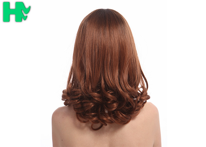 Short Curly Synthetic Hair Wigs , 6A Synthetic Curly Wigs Darker Brown