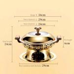 Round Handle Stainless Steel Chafing Dish Wooden Heat Resistant For Sliver