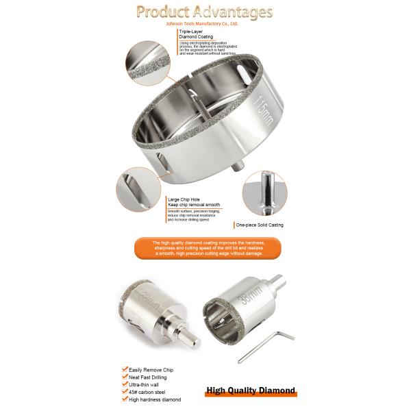 Electroplated Diamond Tools Diamond Core Bit For Drilling Glass / Ceramic / Tile