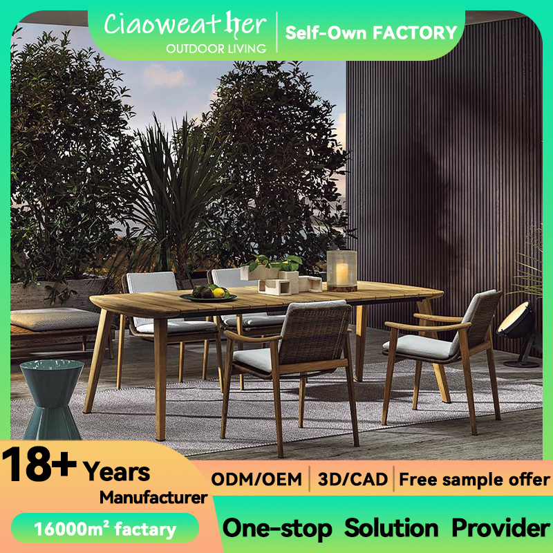 Modern Design Teak Wood Armchairs for Hotel Rattan Garden Furniture in Customized Color