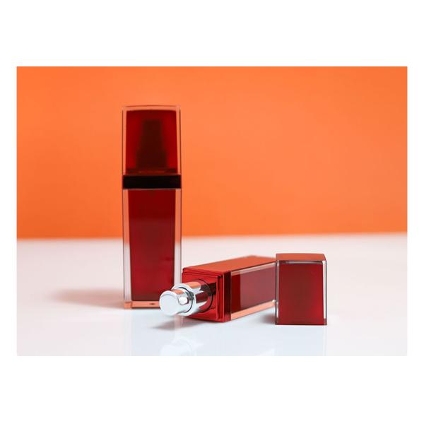 Customized Plastic Cosmetic Bottles Square Acrylic Cosmetic Packaging Bottle Red For Eye Cream
