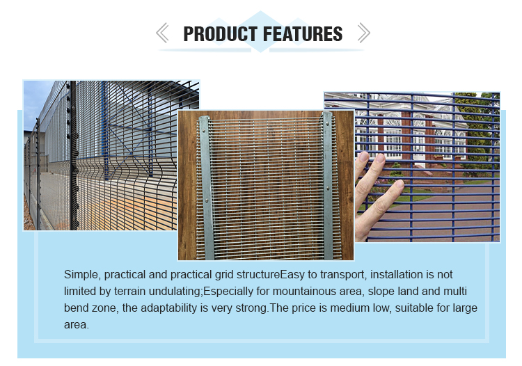 Stong tension pvc coated anti climb 358 welded mesh fence