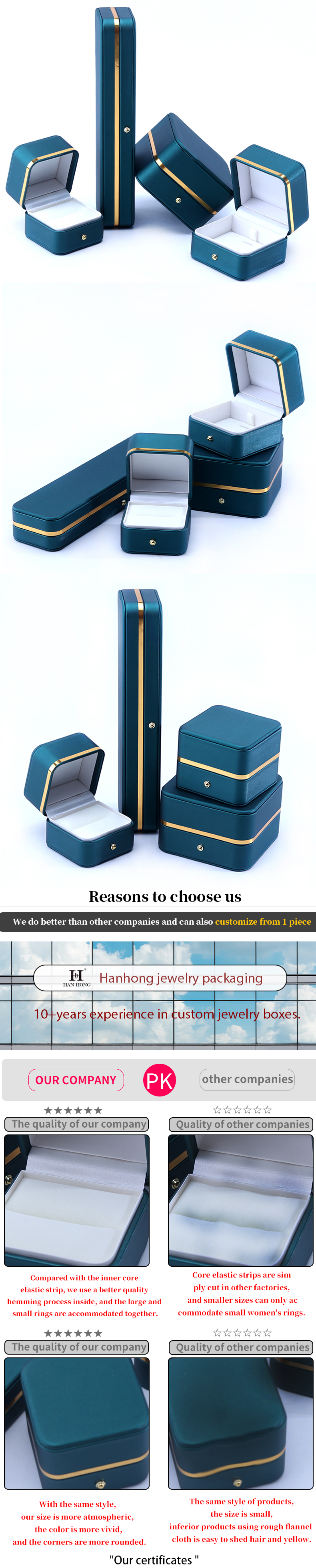 10*10*5.5cm Handmade Luxury Leather Jewelry Box for End Accessories Made in Hanhong