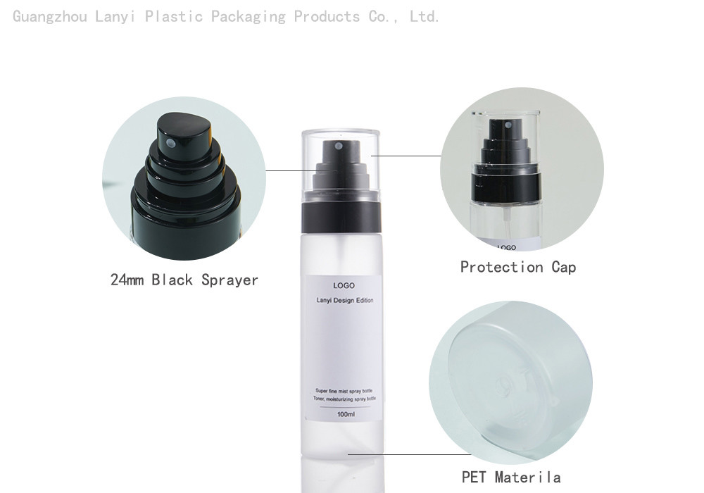 Flat Shoulder clear 3.38oz 4.05oz PET Plastic Spray Bottle