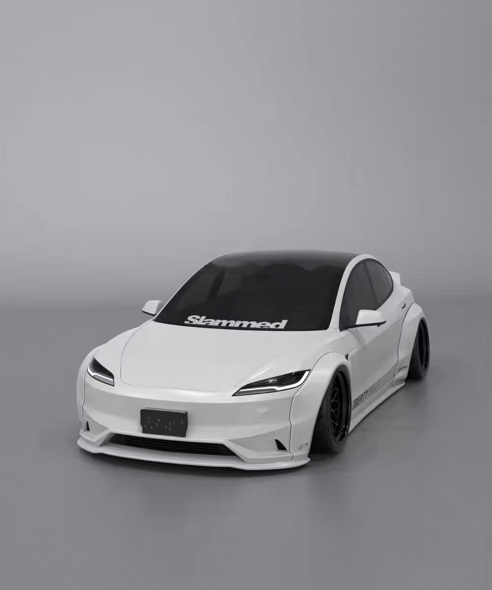 2020- Tesla Body Kit Resin Fiber LB Style Tesla Model 3 Spoiler Front Lip Diffuser