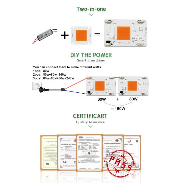 Solderless Led Lamp Beads AC COB 80W Integrated Projection Light Chip