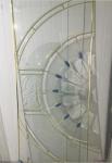 golden brass caming decorative door glass with blue bevel