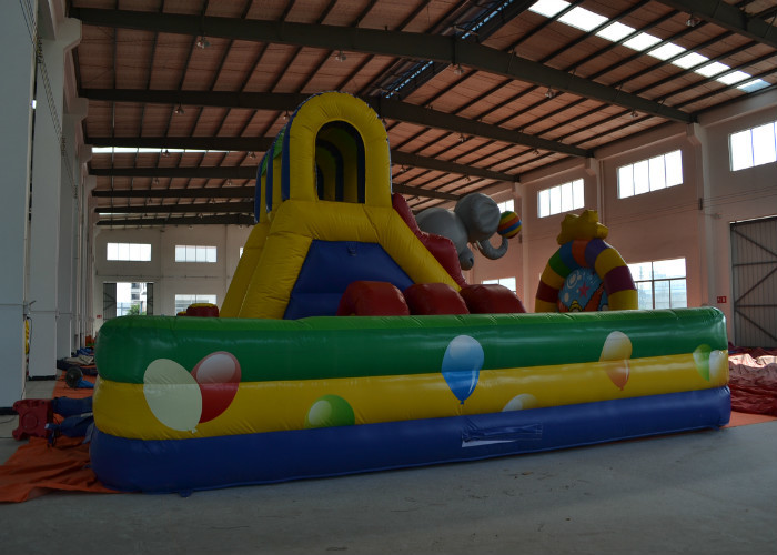 Circus Elephant Clown Inflatable Fun City Digital Printing For Amusement Park