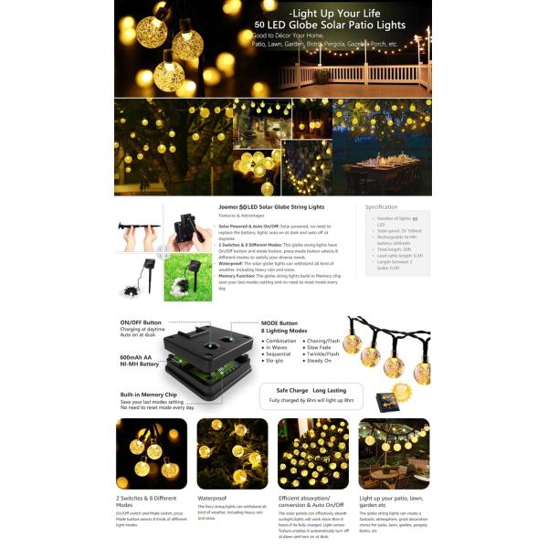 Holiday SGS Solar Powered Fairy Lights Outdoor Bubble Crystal Ball LED 2700K