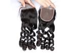 Loose Wave Lace Top Closure Chinese Human Hair Natural Color Tangle Free