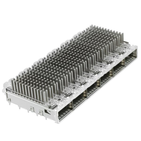 TE 2143307-3 QSFP Cage 1x6 with Heat Sink Connector Press-Fit Through Hole