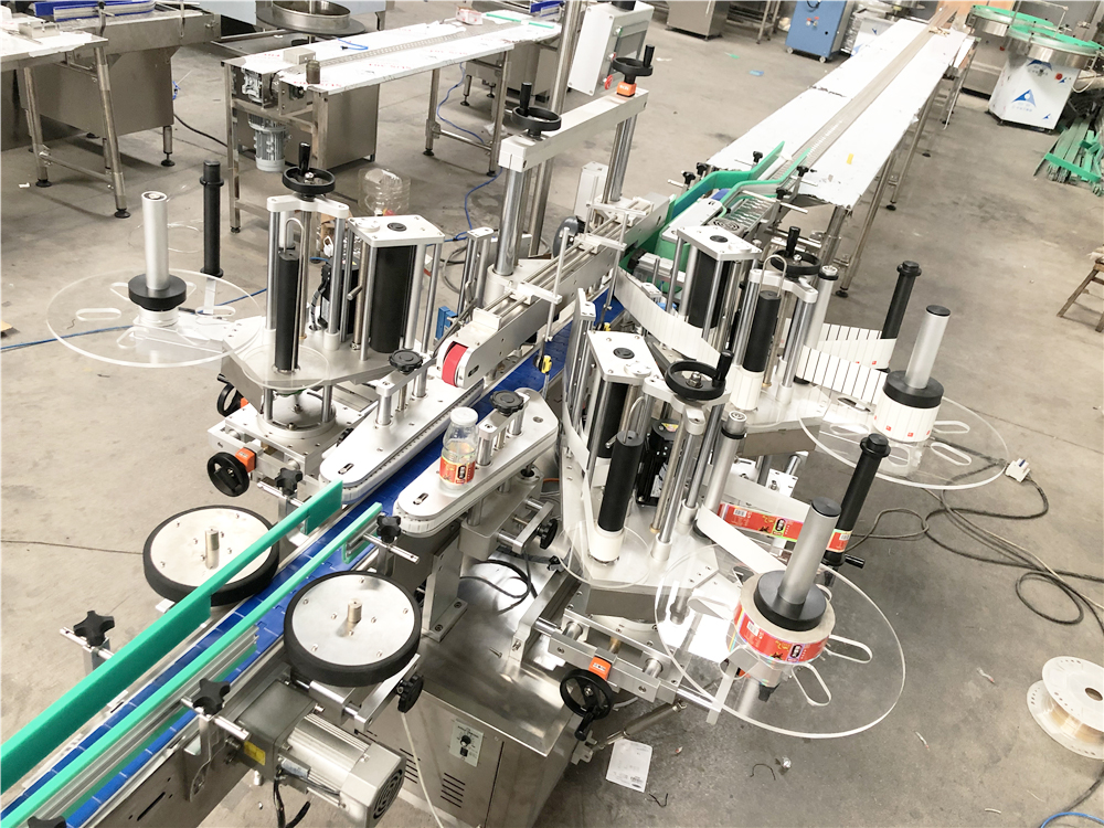 3 Sides Automatic Label Applicator For Bottles , Cheap Industrial Bottle Labeling Machine