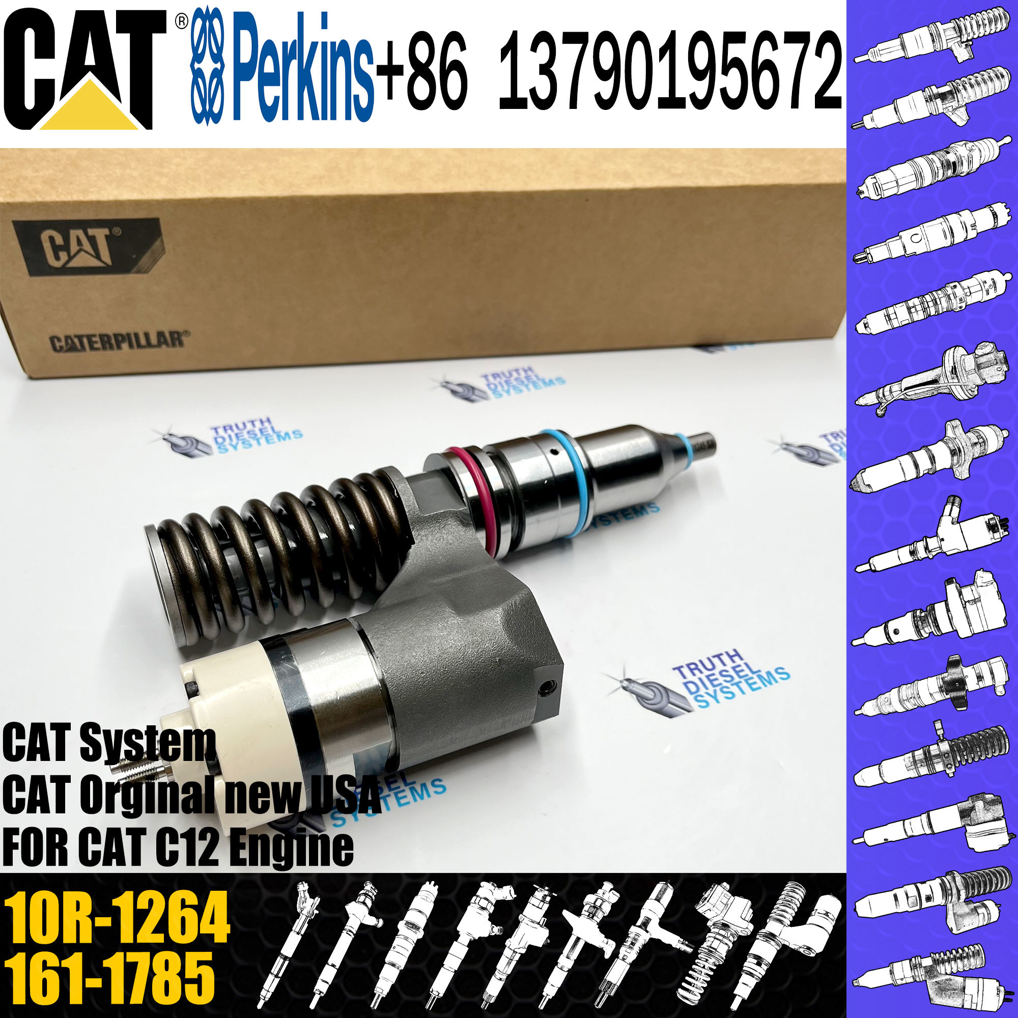 Diesel Fuel Common Rail Injector for Caterpillar Engine C12 187-6549 10R-1264 161-1785 10R-0967 OR-9530 212-3462