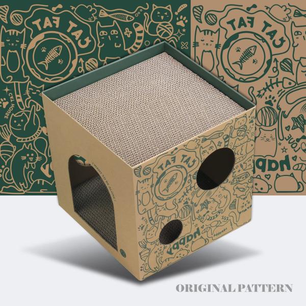 Easy Fold Corrugated Playhouse for Pets Eco-Friendly Foldable Paper Cat Scratch Cardboard House Indoor