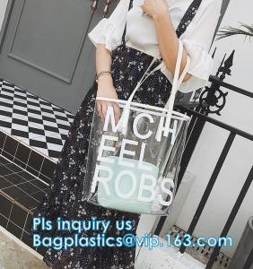 Wholesale PVC bags clear lady cosmetic bag, transparent waterproof pvc cheap beach bags, Women's Casual Canvas Tote Bags Shoulder from china suppliers