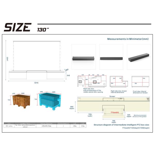 Wooden Color Telescopic Laser TV Cabinet Customized UST Cabinet For Floor Rising Projector Screen