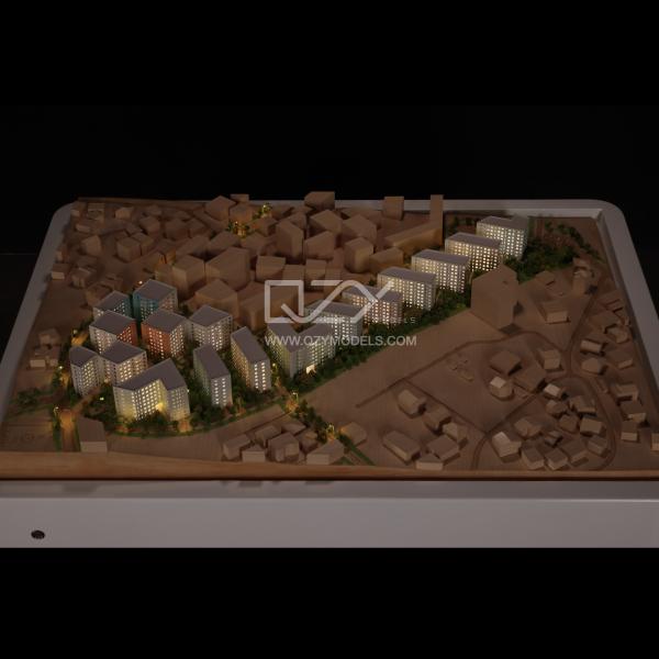 1:500 Scale Maple Wood Architectural Scale Model with 25-Day Lead Time for Urban Design Visualization