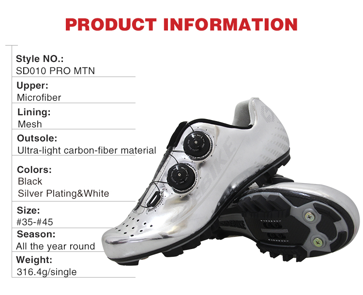 Mesh Lining Carbon Fiber Bike Shoes Size 38-45 Lightweight Breathable Construction