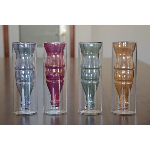 Custom Clear Upside Down Beer Glass 235ml Hand Blown 8 Oz Double Wall Cups