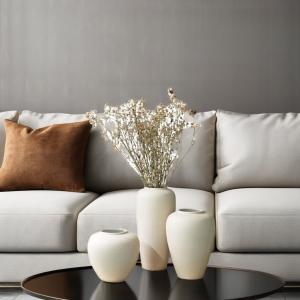 Wholesale Nordic Minimalist Ceramic Flower Vase in Modern White Stripes for Home Interiors from china suppliers