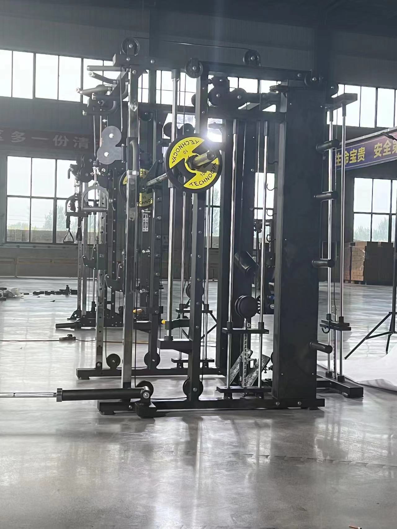 Gym Equipment Multi Functional Smith Machine With Weight Stack Cable Crossover Machine
