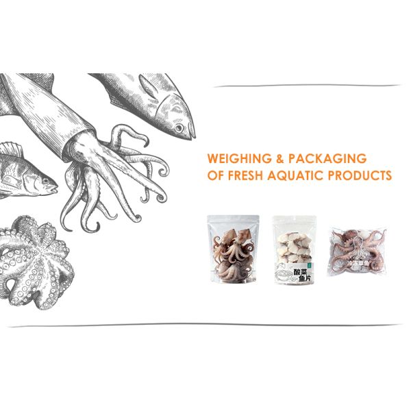 Octopus Multi-head Weigher 7 Head Flip Type Combination Scale Seafood Back Seal Bag Packing Machine