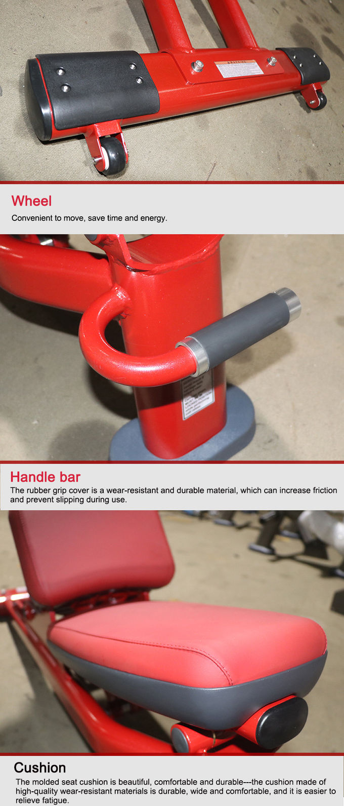 Red Gym Adjustable Dumbbell Bench Machine 106cm Height