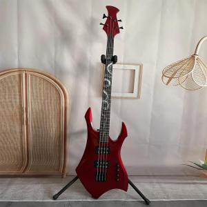 Wholesale Custom Special Irregular Body Shape Transparent Red Electric Bass Guitar 4 Strings Basswood Body from china suppliers