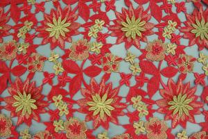 Wholesale 60cm Emulation Real Silks Chemical Lace Red/Green Color Water Soluble Embroidery Fashion fabric from china suppliers
